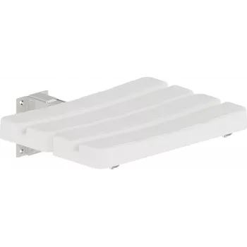 DEANTE NIL_651A skladacia nástenná sprchová stolička, biele ABS plast, hliníkový rám, nosnosť 150 kg