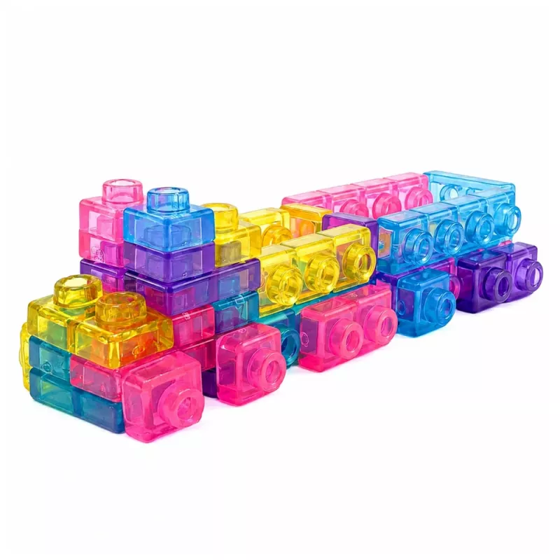 LEAN TOYS gumené kocky flexibilné konštruovanie transparentné farebné 40 ks