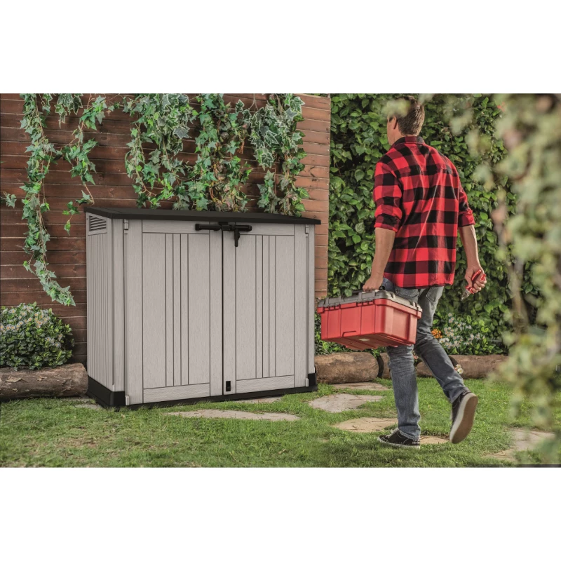 KETER záhradný a balkónový box MIDI SIVO-ČIERNA 132x71,5x113,5cm