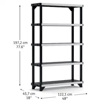 KETER regál s 5 policami Fused 122,1x45,7x197,2cm čierna