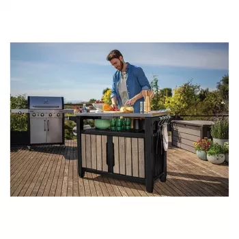 KETER grilovací stôl Deco Unity XL 207L jaseňový vzhľad
