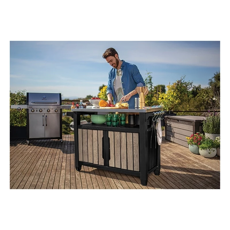 KETER grilovací stôl Deco Unity XL 207L jaseňový vzhľad