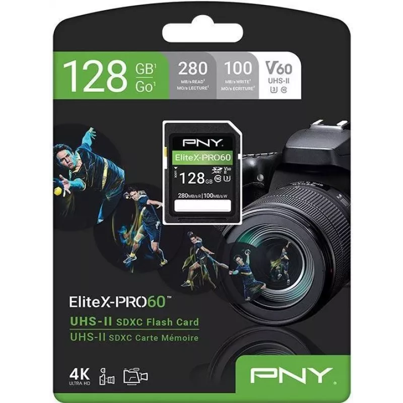 PNY EliteX-PRO60 flash pamäťová karta 128GB Video Class V60 UHS-II U3 Class10 MicroSDXC
