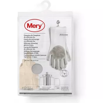 MERY silikónové čistiace rukavice 2 ks 34,5x15,5x2,6cm svetlosivá