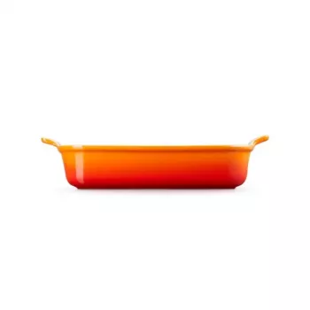 LE CREUSET obdĺžniková zapekacia forma Heritage kamenina 32x24cm / 4L oranžová