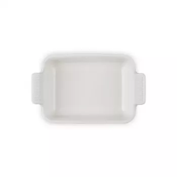 Le Creuset obdĺžniková Heritage kameninová zapekacia forma 19x14cm / 1,1L biela