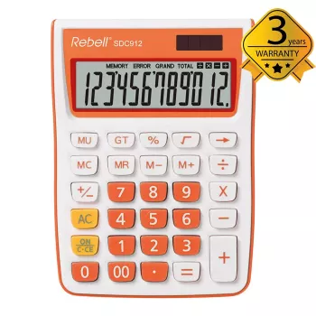REBELL polostolná kalkulačka RE-SDC912OR BX, 12-miestny LCD, Dual-Power, čierna/strieborná