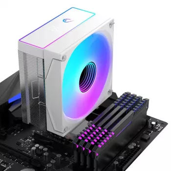 Rampage Octagon B70 vzduchový chladič CPU, 120 mm ARGB, zobrazenie teploty, biely