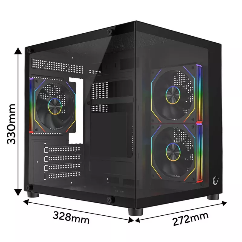 Rampage LUMID PC skriňa M-ATX 3x ventilátor ARGB čierna