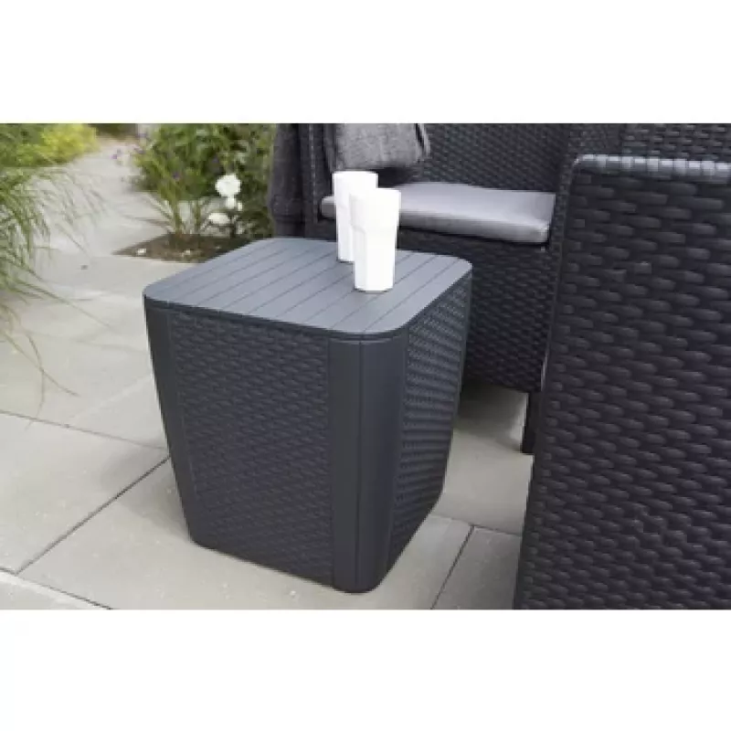 KETER Záhradný stôl/úložný box Luzon Flat Wicker, sivý