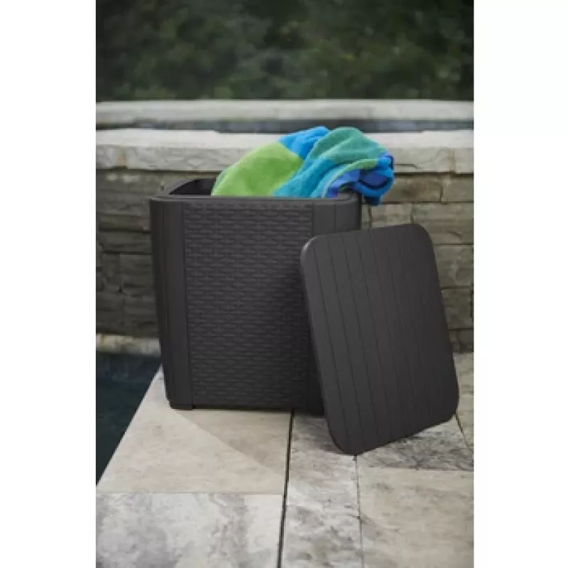 KETER Záhradný stôl/úložný box Luzon Flat Wicker, sivý