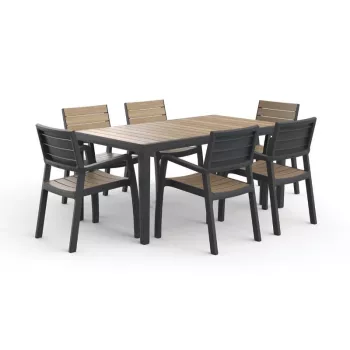 KETER Záhradný stôl Deco Corale 160 teakový vzhľad/sivá