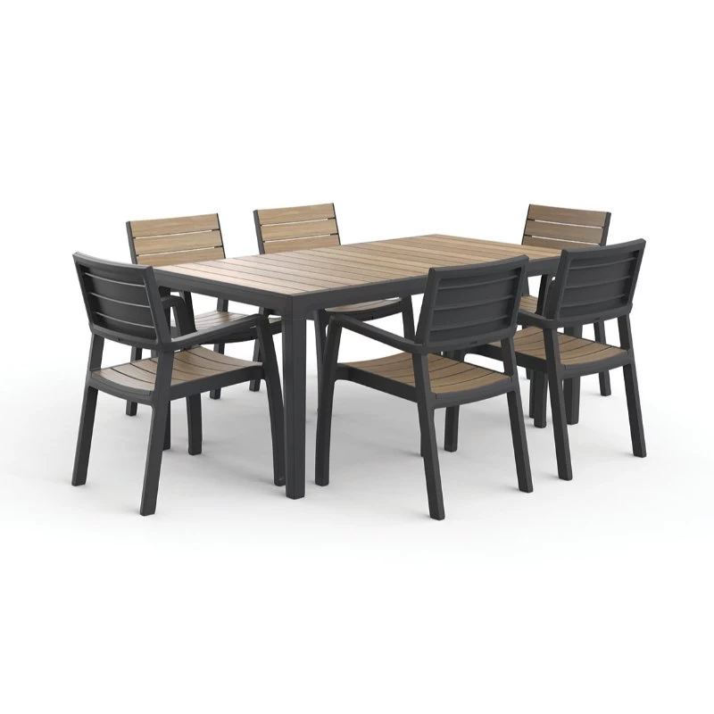 KETER Záhradný stôl Deco Corale 160 teakový vzhľad/sivá