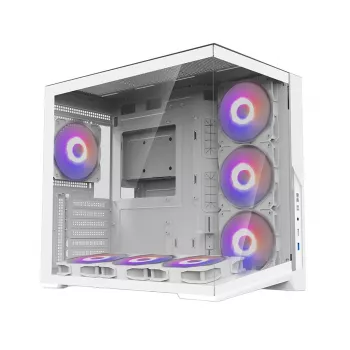 Zalman D40 White ATX Mid-Tower skriňa s 7 ARGB ventilátormi a tvrdeným sklom