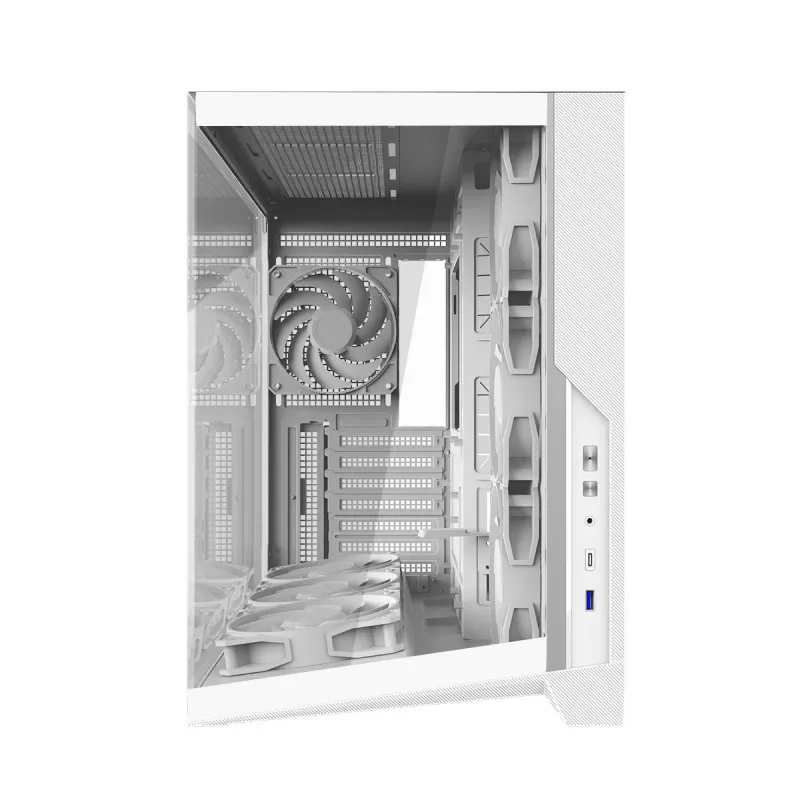 Zalman D40 White ATX Mid-Tower skriňa s 7 ARGB ventilátormi a tvrdeným sklom