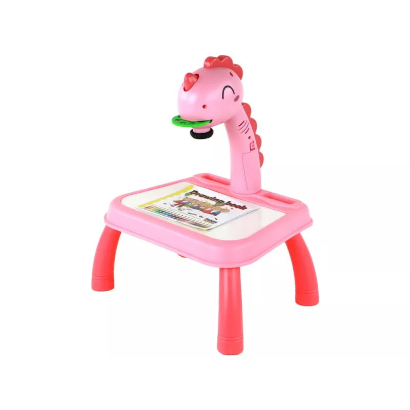 LEAN TOYS biela tabuľa projektor projektor na učenie kreslenia ružový dinosaurus