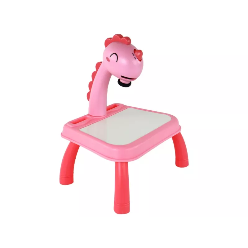 LEAN TOYS biela tabuľa projektor projektor na učenie kreslenia ružový dinosaurus