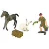 LEAN TOYS sada figúrok zvierat kôň sivý zajac farmár