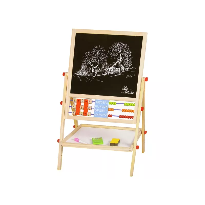 LEAN TOYS drevený podnos 2v1 abakus krieda pero