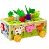 LEAN TOYS drevené puzzle Happy Farm magnetický triedič s červíkom