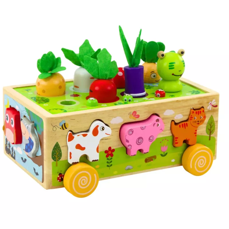 LEAN TOYS drevené puzzle Happy Farm magnetický triedič s červíkom