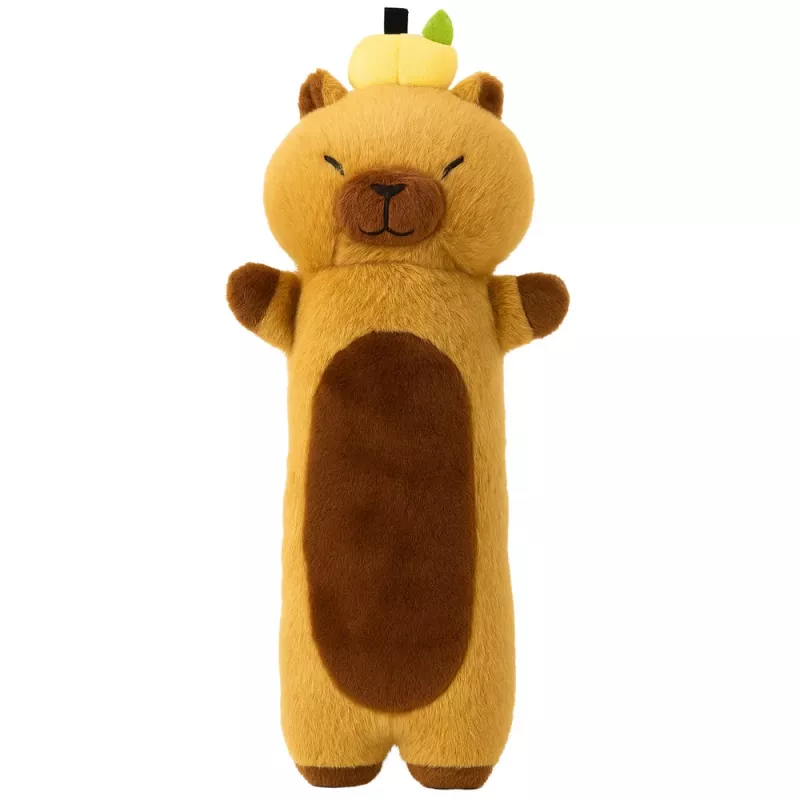 LEAN TOYS plyšový maskot morča s ovocným dlhým valčekovým vankúšom hnedá 45 cm