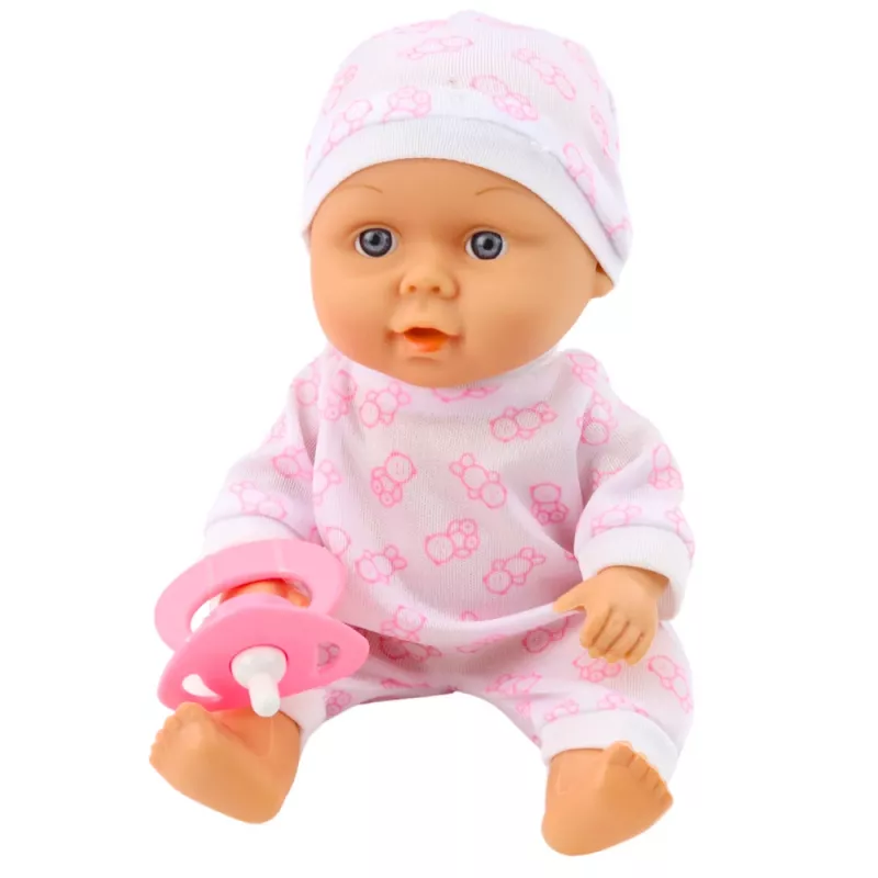 LEAN TOYS bábika v prenosnej taške s pyžamom, čiapkou a cumlíkom, ružová