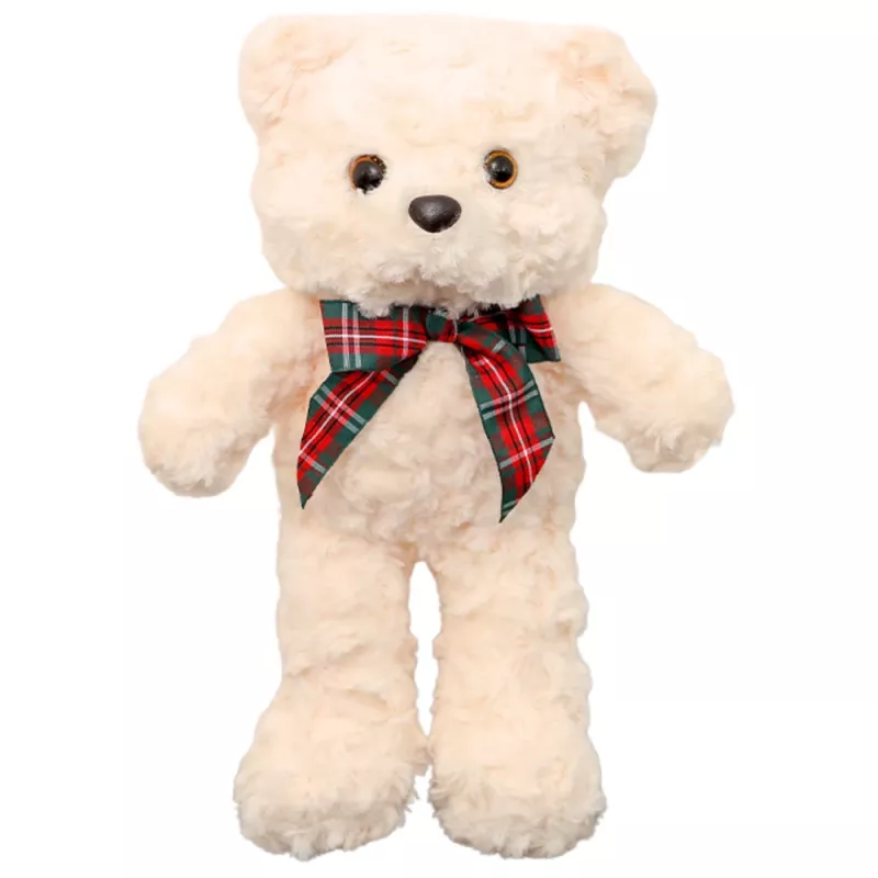 LEAN TOYS plyšový maskot maznáčik medvedík s mašľou biela 30 cm
