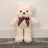 LEAN TOYS plyšový maskot maznáčik medvedík s mašľou biela 30 cm