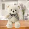 LEAN TOYS plyšový maskot maznáčik medvedík s mašľou Happy Every Day biela 55 cm
