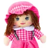 LEAN TOYS látková bábika maznáčik kárované šaty ružová 35 cm