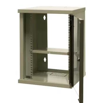 EMITER EM/SOHO-9U 10 palcový 9U nástenný sieťový rozvádzač so sklenenými dverami, 325×330×445 mm, čierny
