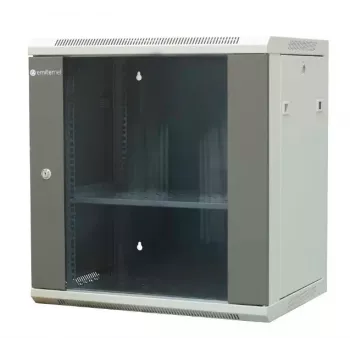 EMITER EM/AP6412 12U nástenný sieťový rozvádzač 600x450x635mm sklenený predný panel čierny