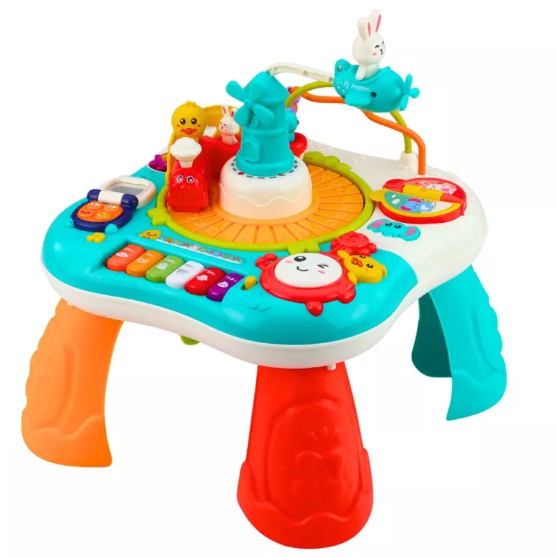 LEAN TOYS učebný stôl interaktívny hudobný panel piano 2 v 1 tyrkysový