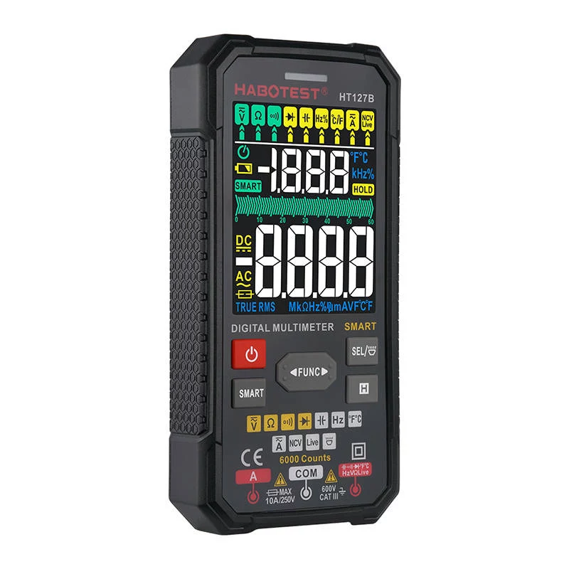 Habotest HT127B digitálny univerzálny multimeter True RMS 6000 Counts Auto-Ranging s NCV a teplotou