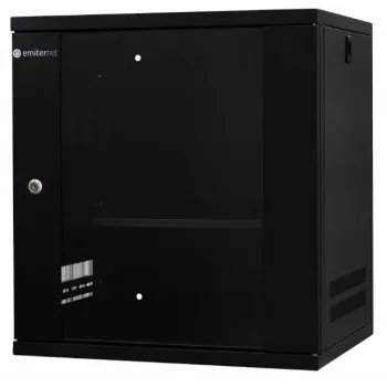 EMITER EM/SH02B5412-08 Light Series 19 palcový 12U nástenný sieťový rozvádzač, tvrdené sklenené dvere, 550×450×590 mm