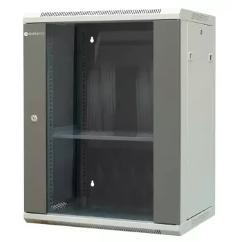 EMITERNET EM/AP6415 15U nástenný sieťový rozvádzač s tvrdenými sklenenými dverami, 600x450x770 mm, čierny