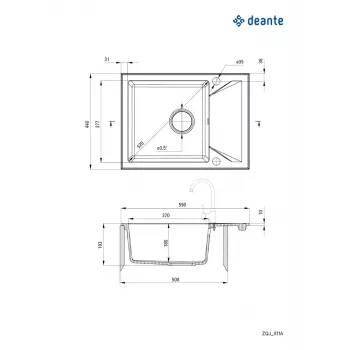 DEANTE ZQJ N11A 1-miskový granitový drez s odkvapkávacou plochou, grafit