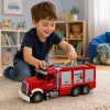 LEAN TOYS hasičské auto s výsuvným rebríkom, vodnou hadicou, svetlami a zvukmi