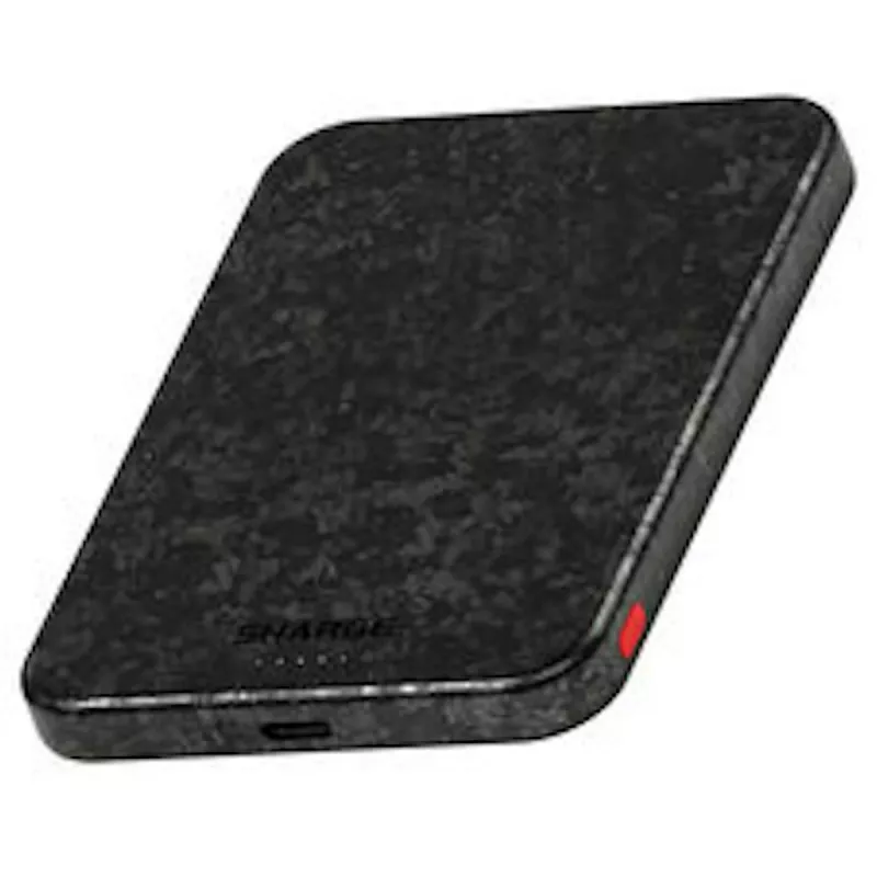SHARGE CarbonMag 5K powerbanka, 15W Qi, 20W USB-C - 5 000mAh, čierna