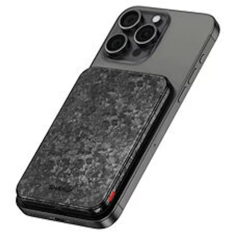 SHARGE CarbonMag 5K powerbanka, 15W Qi, 20W USB-C - 5 000mAh, čierna