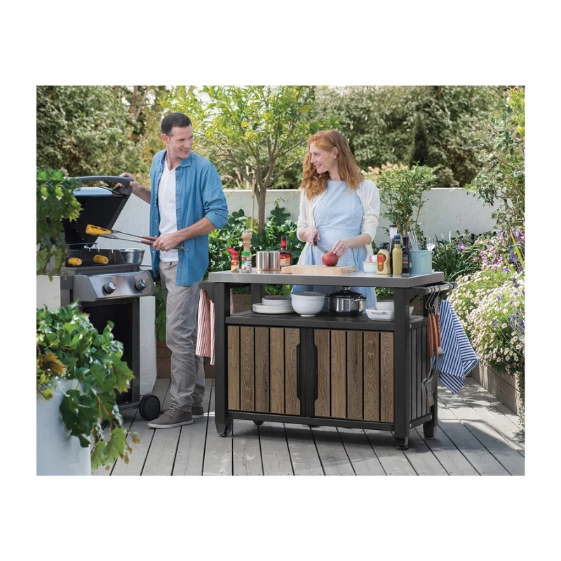 KETER Grilovací stôl Deco Unity XL 207L orechový odtieň
