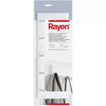 RAYEN Vešiak na dvere na zavesenie / 5 hákov / biela