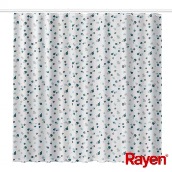 RAYEN Sprchový záves 180x200cm biela/modrá, polyester