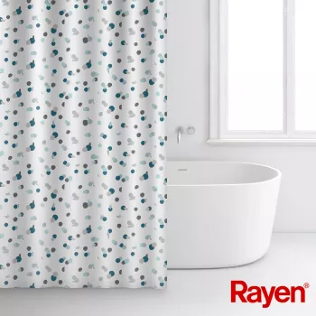 RAYEN Sprchový záves 180x200cm biela/modrá, polyester