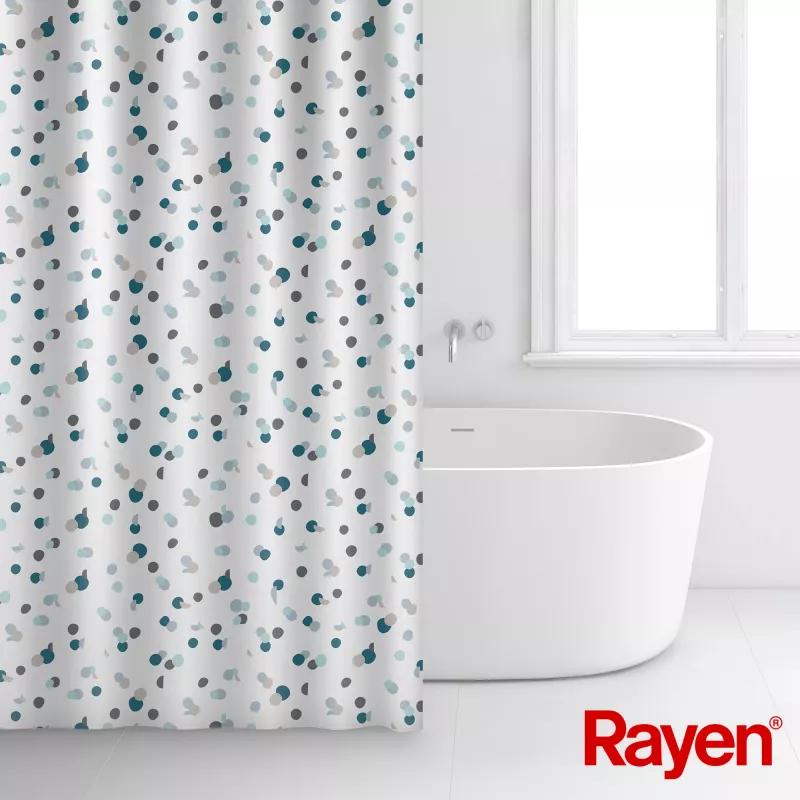 RAYEN Sprchový záves 180x200cm biela/modrá, polyester