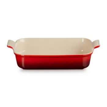 LE CREUSET Obdĺžniková zapekacia forma Heritage kamenina 32x24cm / 4L červená