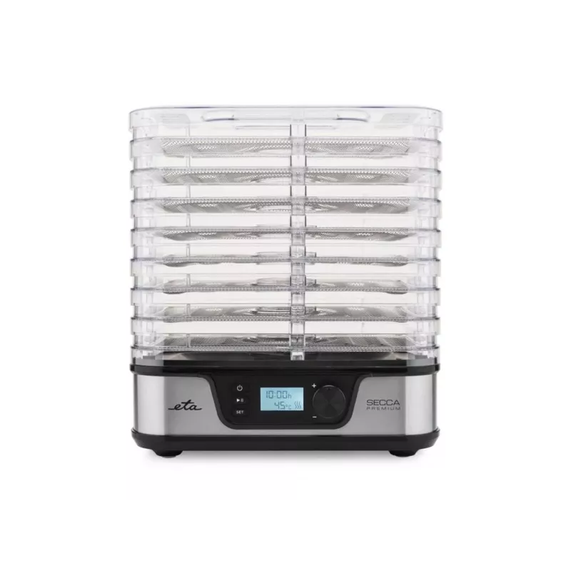 ETA Secca Premium ETA930190000 sušička potravín, 8 obdĺžnikových nádob, 380 W, strieborná
