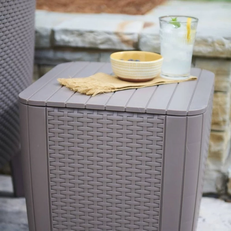 KETER záhradný stôl/úložný box Luzon Flat Wicker béžový