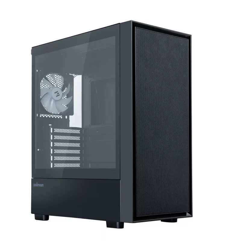 Zalman S6 ATX Mid Tower PC skriňa, 3 x 140mm + 1 x 120mm pevné RGB ventilátory, tvrdené sklo, čierna